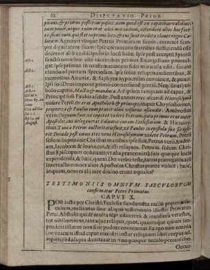 Caput X. Testimoniis Omnium Saeculorum confirmatur Petri Primatus.