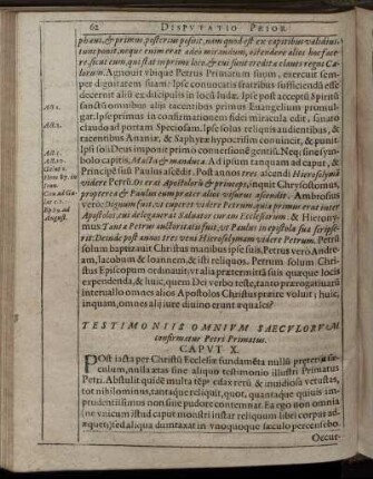 Caput X. Testimoniis Omnium Saeculorum confirmatur Petri Primatus.