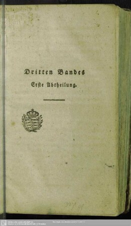 Dritten Bandes Erste Abtheilung