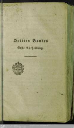 Dritten Bandes Erste Abtheilung