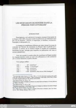 Les Musulmans De Hongrie Dans La Période Post-Ottomane