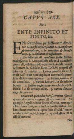 Caput XXX. De Ente Infinito Et Finito, & c.