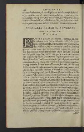 Specialia remedia adversus amnia venena. Cap. XXXVI.