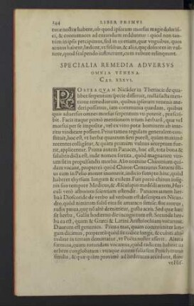 Specialia remedia adversus amnia venena. Cap. XXXVI.