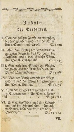 Inhalt der Predigten