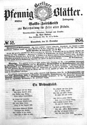 Nr. 52, Sonnabend, den 23. December