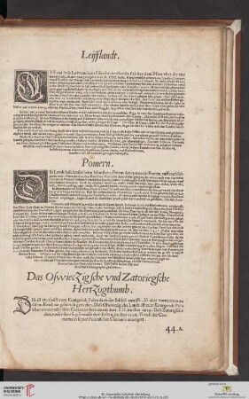 Leifflandt / Pomern / Das Oswieczigsche vnd Zatoriegsche Hertzogthumb