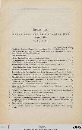 Erster Tag: Donnerstag, den 12. November 1936 (Nr. 1-210)