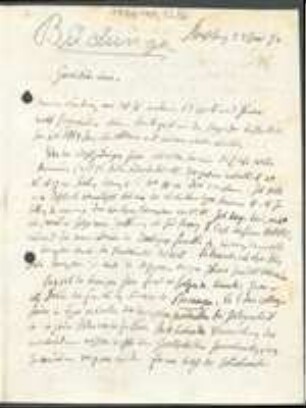 Brief von Jean Daniel Buchinger an Unbekannt