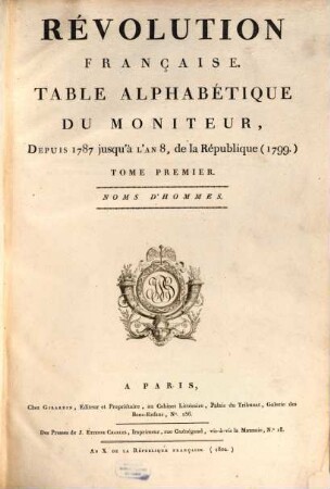 Révolution française : table alphabétique du moniteur. [170],1 = 1787/99, Noms d'hommes