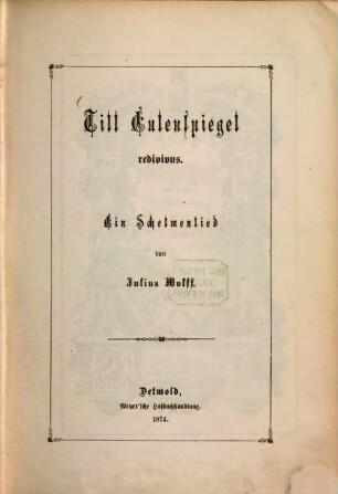 Till Eulenspiegel redivivus : ein Schelmenlied