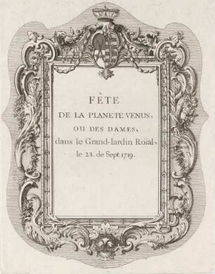 Kleines Titelblatt zum Fest der Venus am 23. September 1719