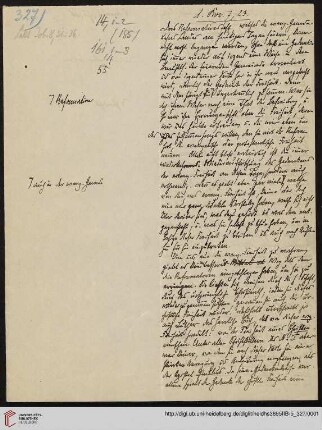 Heid. Hs. 3895 II B - 5,327: Nachlass Heinrich Bassermann, Sonn- und Feiertagspredigten: Predigt zu 1 Kor 7,23 (Werdet nicht der Menschen Knechte!)
