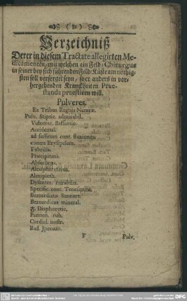 Verzeichniß Derer in diesem Tractate allegirten Medicamenten, ...