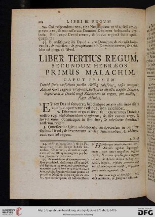 Liber tertius regum, secundum Hebraeos primus Malachim