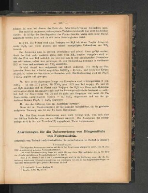 Anweisungen für die Untersuchung von Düngemitteln und Futtermitteln.