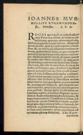 Ioannes Murmellius Ruremundensis, Petro suo. S. P. D.