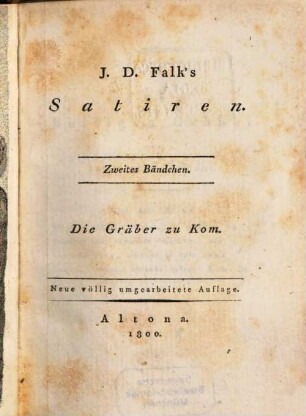 J. D. Falk's Satiren, 2. Die Gräber zu Kom