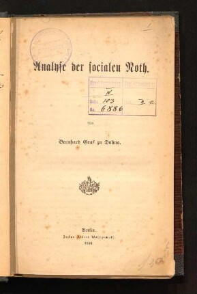 Analyse der socialen Noth