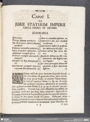 Caput I. De Iure Statuum Imperii Circa Sacra in Genere