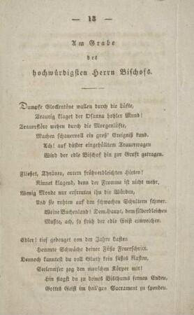 Am Grabe des hochwürdigen Herrn Bischofs.