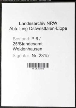Sterberegister Standesamt Weidenhausen