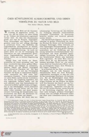 20: Über künstlerische Ausdrucksmittel und deren Verhältnis zu Natur und Bild, [1]