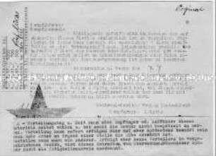 Abschrift eines Hektografierten Flugblattes der Kampfgruppe Leipzig des NKFD mit Hinweisen zur Verteilung von Flugblättern