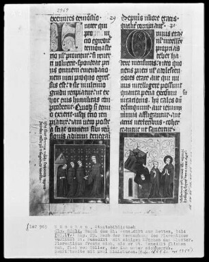 Regel des heiligen Benedikt — Zwei Miniaturen zu der Legende des heiligen Benedikt, Folio 24verso