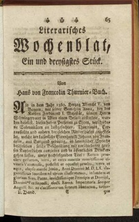 Ein und dreysigstes Stück.