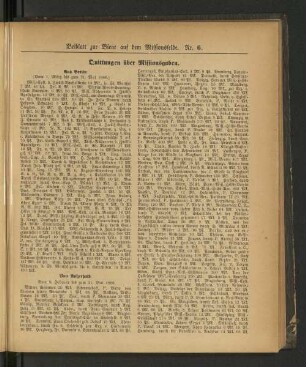 Beiblatt zur Biene auf dem Missionsfelde. Nr. 6.