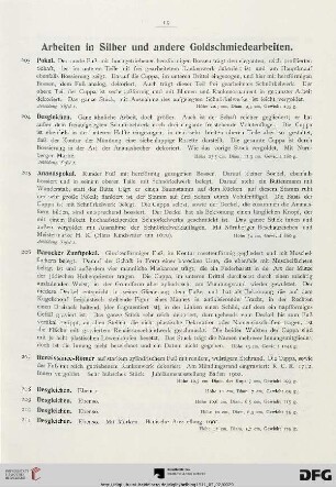 Arbeiten in Silber und andere Goldschmiedearbeiten (Nr. 203-285)