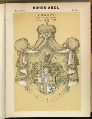 Taf. 205. Lannoy, Fürst v. Sulmona. Dipl. v. 29. VIII. 1776.