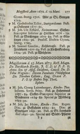 Magisterii Anno 1672