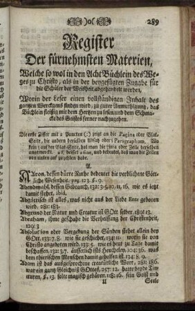 Register Der fürnehmsten Materien.