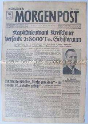 Tageszeitung "Berliner Morgenpost" zum Seekrieg gegen Großbritannien