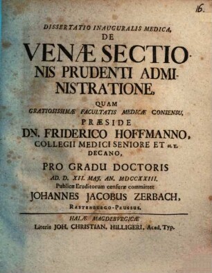 De venaesectionis prudenti administratione