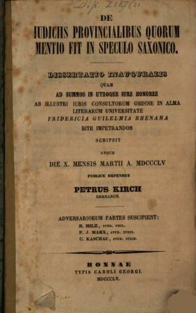De iudiciis provincialibus quorum mentio fit in speculo Saxonico