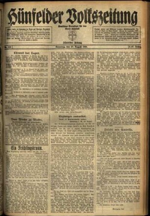 Ausgabe vom Samstag, den 27. August 1921.