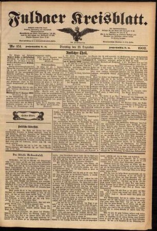 Erste Ausgabe vom Dienstag, den 23. Dezember 1902.
