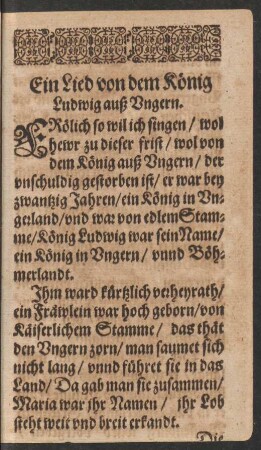 Ein Lied von dem König Ludwig auß Vngern.