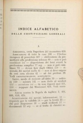 Indice Alfabetico Delle Costituzioni Generali