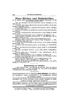 Neue Bücher und Zeitschriften