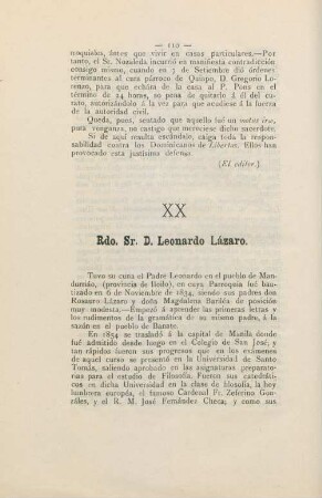 XX. Rdo. Sr. D. Leonardo Lázaro