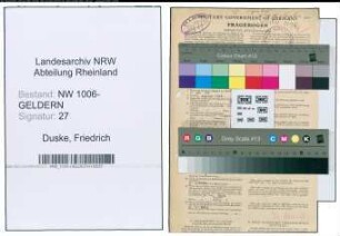 Entnazifizierung Friedrich Duske , geb. 25.10.1892 (Zollsekretaer)
