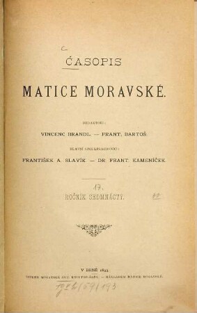 Časopis Matice Moravské. 17, 17. 1893