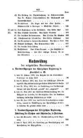 Nachweisung der mitgeteilten Verordnungen