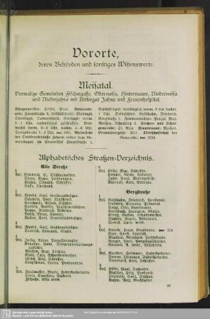 Häuserbuch : Alphabetisches Straßen-Verzeichnis
