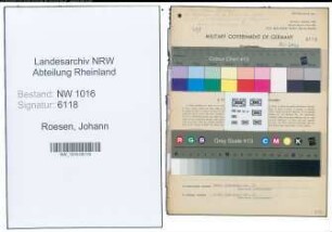 Entnazifizierung Johann Roesen , geb. 21.10.1896 ()