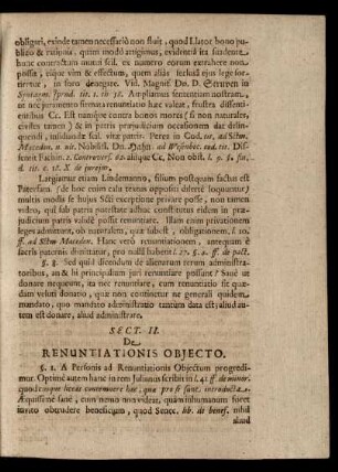 Sect. II. De Renuntiationis Objecto.